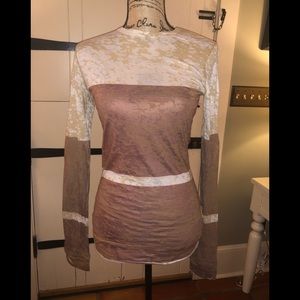 Brown and cream burnout tee